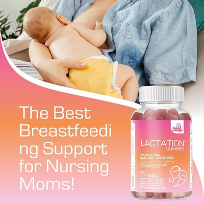 Lactation and Postpartum Support Gummies - with Blessed Thistle, Fennel Seed, Milk Thistle, Moringa, Sunflower Lecithin, Vitamin D3 & B12 - Increase Milk Supply Milk Production