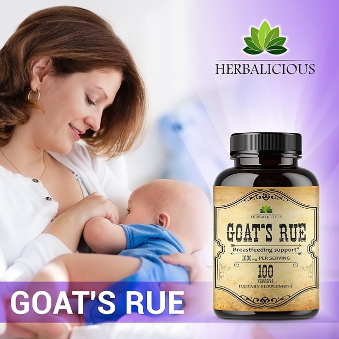 Goat’s Rue Capsules 1000mg - Natural Goats Rue Herbal Supplement - Natural Galega Officinalis for Breast Feeding - Breastmilk Production Food Supplement Support - 100 Caps