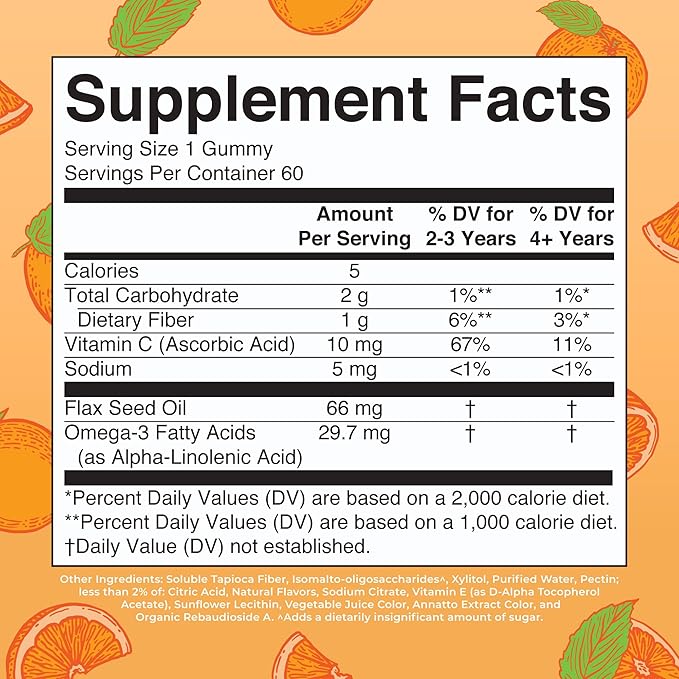 MaryRuth Organics Vegan Omega 3 Gummies for Kids 2+, 2 Month Supply, Sugar Free, Omega 3 Supplement with Vitamin C, Flaxseed Oil, Immune Support, Essential Nutrient ALA, No Fish Taste, 60 Count
