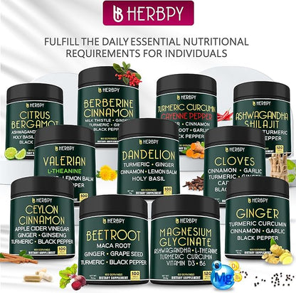 6in1 Beet Root Capsules with Maca Root, Grape Seed, Ginger, Turmeric and Black Pepper for Heart Health & Immune Support - 100 Vegan Capsules