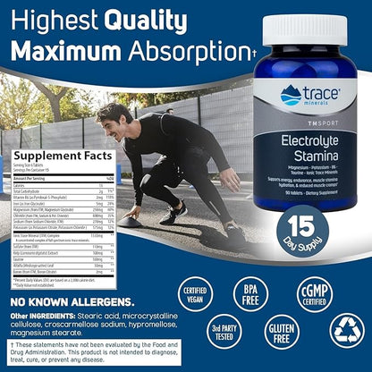 Trace Minerals | Electrolyte Stamina Tablets | Magnesium & Potassium to Promote Energy, Hydration & Muscle Endurance | Vegan, Gluten Free, Sugar Free | 600 Count (100-Day Supply)
