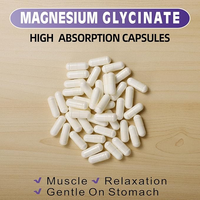 Magnesium Glycinate Capsules 400 MG per Serving 100% Chelated for High Absorption, Gentle On Stomach, Non-GMO, 90 Vegetarian Capsules