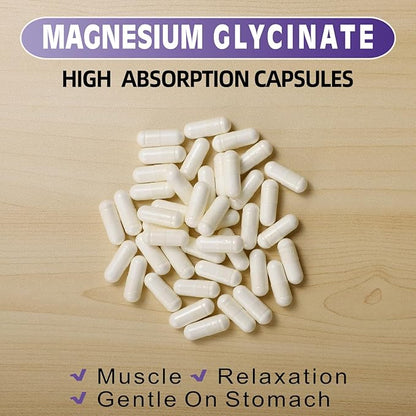 Magnesium Glycinate Capsules 400 MG per Serving 100% Chelated for High Absorption, Gentle On Stomach, Non-GMO, 90 Vegetarian Capsules