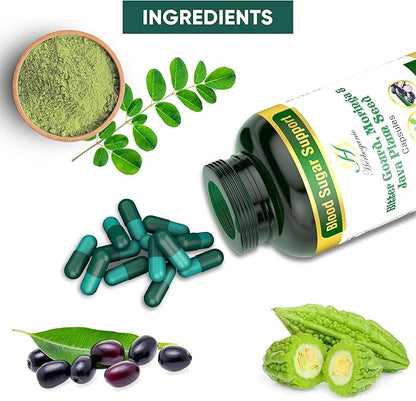 Bitter Gourd Moringa and Java Plum Seed Capsules | 500mg |All Natural Detoxification | 60 Capsules