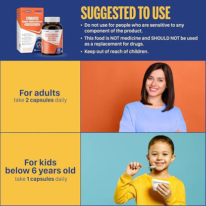Syndigest probiotic daily care for women & men with dual benefit of 5 probiotic & prebiotic strains, balance gut health & relieves constipation, travel friendly, 60 capsules (2 billions CFU/serving)