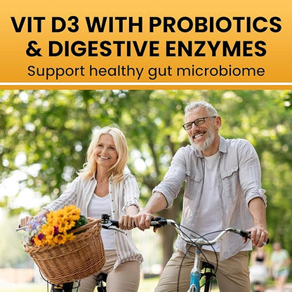 OPTIVIDA Bioavaiable Vegan Vitamin D3 4000 IU with Magnesium, Probiotics & Digestive Enzymes. Organic Vitamin D Supplement for Women & Men to Support Bone Health, Gut Health & Immune Support -60 Count