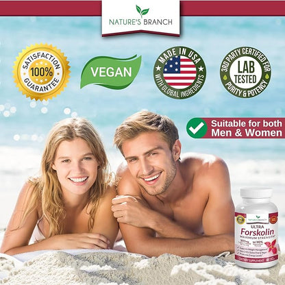 Ultra Pure Forskolin for Weight Management Maximum Strength | Coleus Forskohlii Root Extract Powder, 40% Standardized Lean Supplement for Men & Women | Premium Extreme Boost Complex - 60 Capsules