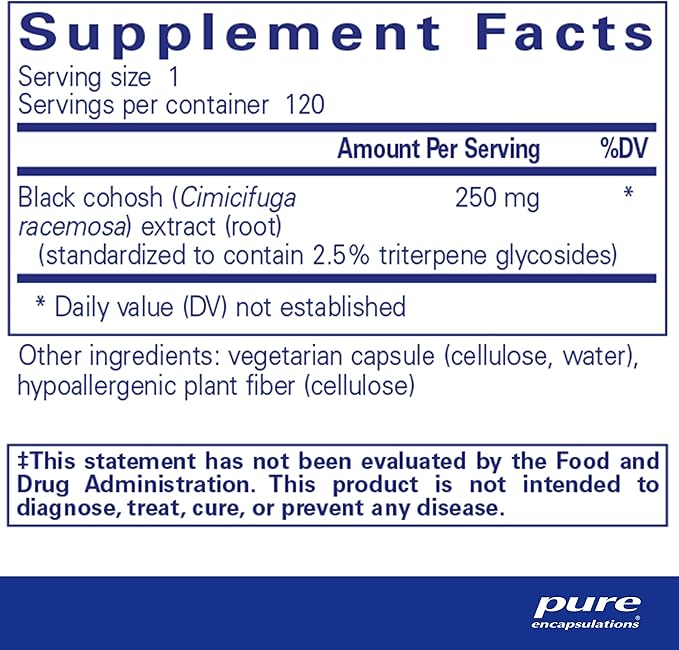 Pure Encapsulations Black Cohosh 2.5 | Hypoallergenic Supplement to Offer Support During Menopause* | 120 Capsules