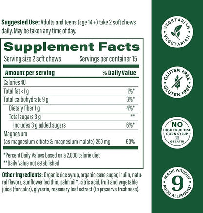 MegaFood Relax + Calm Magnesium Supplement - Soft Chews with Magnesium Citrate & Malate for Heart Health, Muscle Tension & More - Vegetarian - Strawberry-Flavor - 30 Chews per Pack (2 Pack)