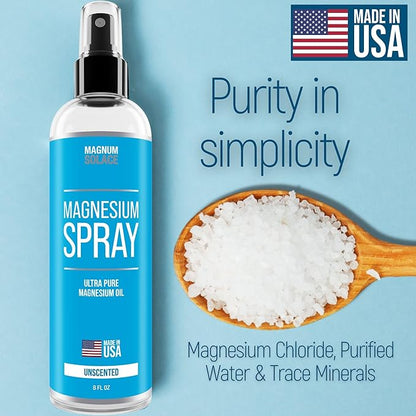 Magnesium Spray - Big 8 oz USP Grade Pure Magnesium Oil Spray - Made in USA Since 2008