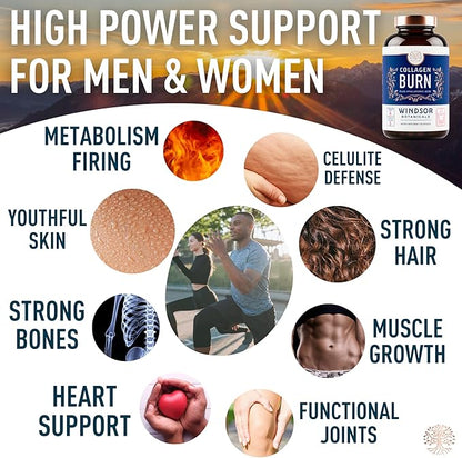 WINDSOR BOTANICALS Liquid Melatonin 3mg and Thermogenic Multi Collagen Burn Capsules - Beauty and Sleep Support Bundle
