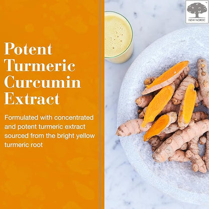NEW NORDIC Turmeric Curcumin Gummies, Sugar Free, 300 mg Turmeric Supplement for Men and Women, Supports Normally Functioning Joints, Knees, Shoulders, Mango Orange, 60 Count