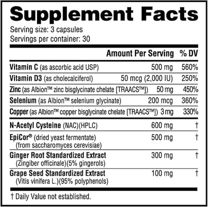 NutraBio Immune- Immune Support Supplement- Immunity Supplement- 90 Vegetable Capsules