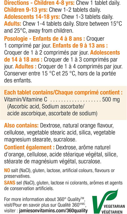 Jamieson Vitamin C Orange 500mg 120 Tablets
