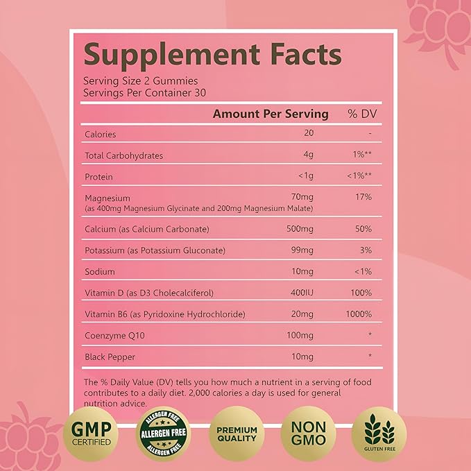 Magnesium Glycinate Gummies – High Absorption Magnesium for Adults – Vegan & Gluten-Free – 60 Count – with Essential Nutrients & Botanicals