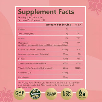 Magnesium Glycinate Gummies – High Absorption Magnesium for Adults – Vegan & Gluten-Free – 60 Count – with Essential Nutrients & Botanicals