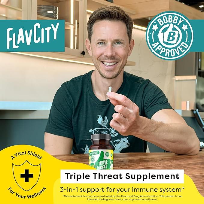 FlavCity Vitamin D3, K2 & Zinc - Triple Threat Supplement - Daily or Seasonal Immune Support - Vitamin D with K2 for Enhanced Absorption - Promote Healthy Bones & Skin (30 Capsules)
