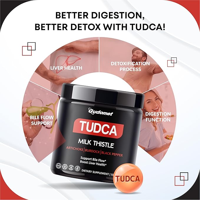 Premium TUDCA with Milk Thistle, Artichoke, Burdock & Black Pepper – Supports Bile Flow & Liver Health -150 Capsules- Made in The USA