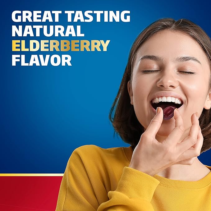 Defend-EEZE Immune Support Dietary Supplement Lozenges, 100% Daily Value of Zinc, Vitamins C & D per Dose, with Echinacea & Elderberry, Elderberry Flavor, 30 Lozenges