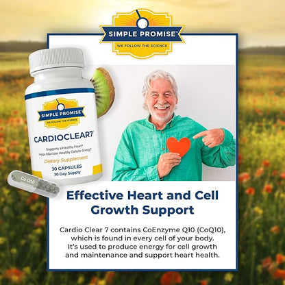 Simple Promise Cardio Clear 7 - Heart Health Supplements with PQQ and Coenzyme Q10 - CoQ10 Supplement to Maintain Cellular Energy and Circulation, with Shilajit for Better Absorption - 30 Capsules