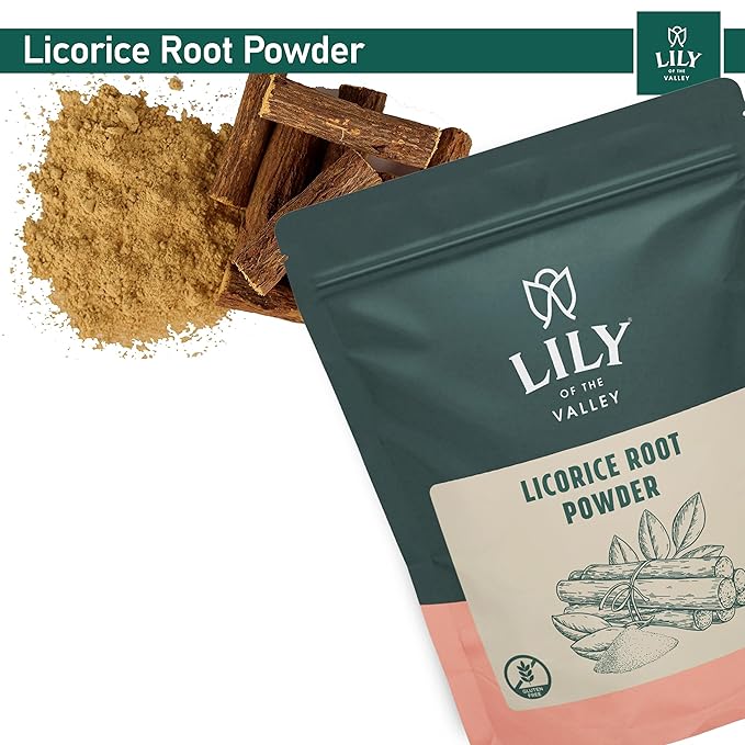 Lily of the Valley Licorice/Liquorice Root Powder - Ground Mulethi Sourced from India - Natural Sweetener - Vegan & Gluten-Free - Packed in Resealable Pouch (16oz, 453g)