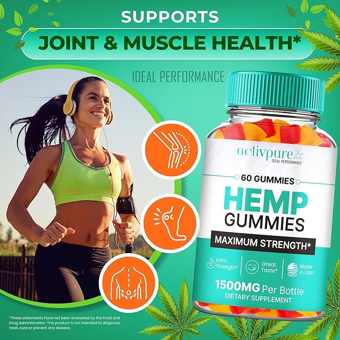 Activ Pure Hemp Gummies - ActivPure Supplement Hemp Gummies - Maximum Strength, All Natural Overall Health and Wellness Support, Activ Pure Health Gummy Reviews (2 Pack)