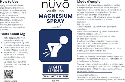 Magnesium Oil Spray Light Strength - Unscented - for Sensitive Skin and Children - Huile de Magnésium - Product of Canada 100 ml…