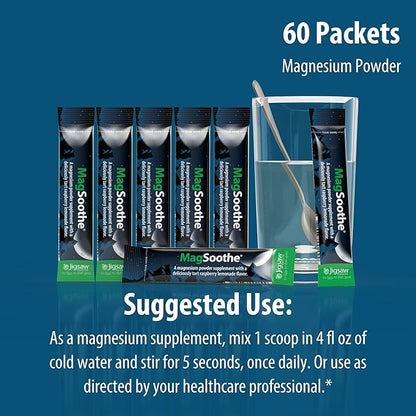 Jigsaw Health MagSoothe | Fast-Acting, Calming Magnesium Glycinate Powder Supplement | Raspberry Lemonade Flavor | 60 Servings (Packets)
