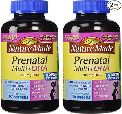Nature Made Prenatal Multi + Dha, 200mg, 150 Softgels 2pack
