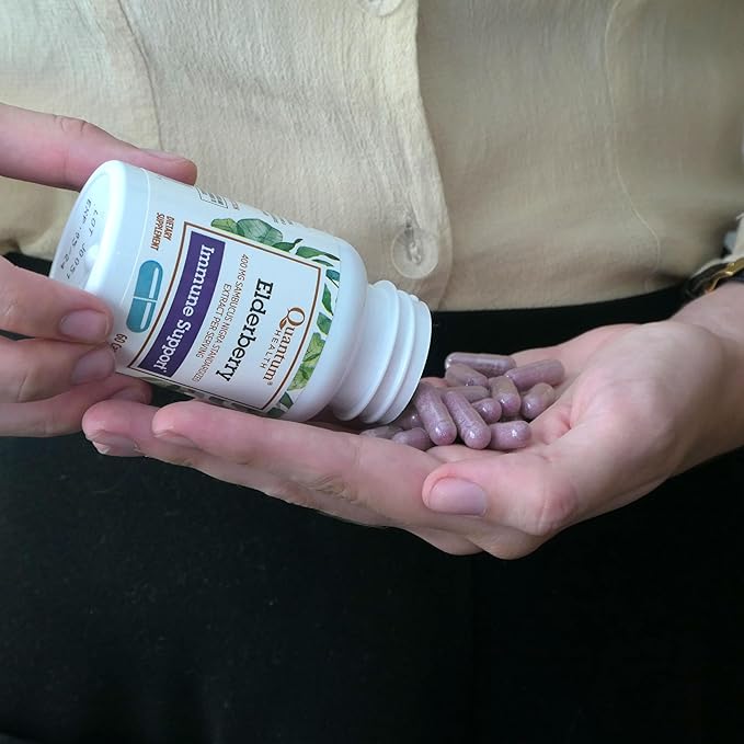 Quantum Health Black Elderberry Supplement Sambucus Nigra Extract 400mg Daily Immune Support & Wellness Boost of Powerful Antioxidants for Women & Men - 60 Capsules