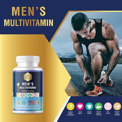 Daily Men's Multivitamins - Multivitamin for Men & Multimineral Supplement for Enhanced Energy, Men's Vitamins Effortless Multi Vitamin 60 Tablets.