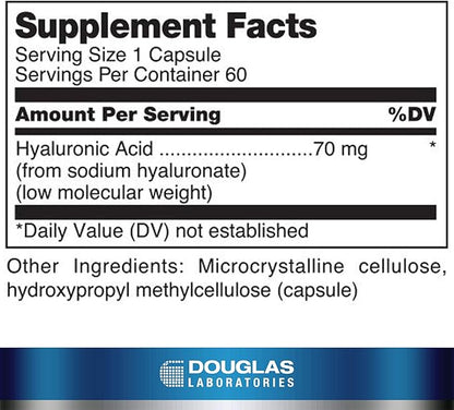 Douglas Laboratories Hyaluronic Acid | 70 mg Hyaluronic Acid for Joint and Skin Health | 60 Capsules
