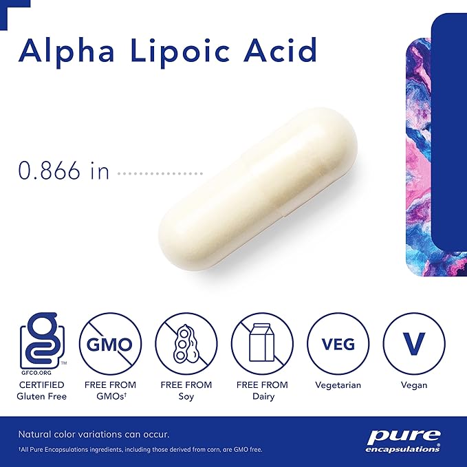 Pure Encapsulations Alpha Lipoic Acid 200 mg - 200mg ALA - Liver & Antioxidant Support* - for Nerve Health & Carb Metabolism - Vegan & Non-GMO Supplement - 60 Capsules