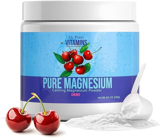 Dr. Price's Calming Magnesium Powder - Magnesium Citrate - Magnesium Supplement - 60 Servings - Pure Magnesium Powder - Natural Calming Magnesium - Non-GMO, Gluten Free, Anti-Stress Drink Mix - Cherry
