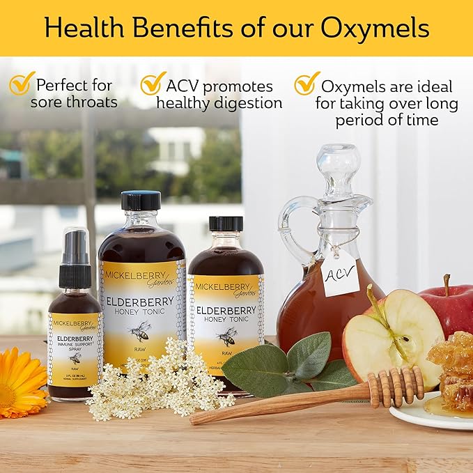 Mickelberry Gardens Elderberry Honey Tonic, Sambucus Syrup, Black Elderberry - Immune Support for Adults and Kids (4 Ounces)