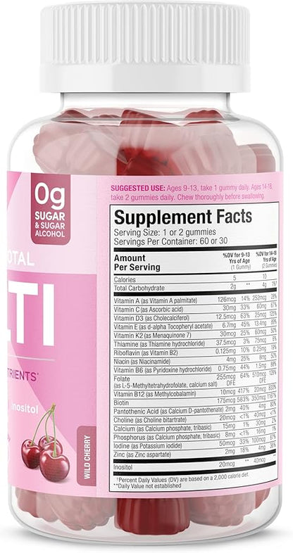 Teen Girl Gummies – Sugar Free Vegetarian Gummy Vitamins Supplement with 19 Essential Nutrients Strengthens Bones, Muscles, Enhances Energy & Skin Health – Cherry Flavor (60 Count)