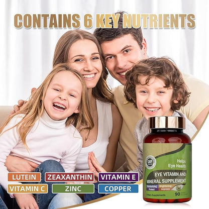 Eye Vitamin & Mineral Supplement with Lutein, Zeaxanthin, Supports Eye Strain, Vision Health for Adults with Vitamins C & E, Vegan Eye Vitamins Supplement, N2 (1)