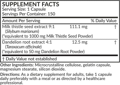 Futurebiotics Milk Thistle Silymarin Marianum & Dandelion Root Liver Health Support, Antioxidant Support, Detox, 150 Capsules