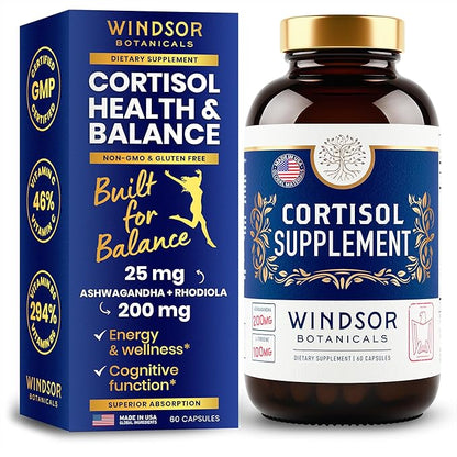 WINDSOR BOTANICALS Cortisol Blocker and Liquid Melatonin 3mg General Wellness Bundle