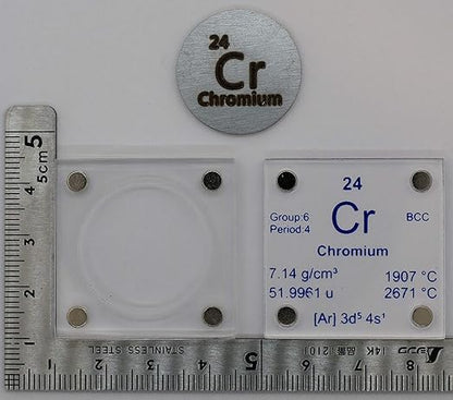 Chromium (Cr) 24.26mm Metal Disc with Acrylic Case for Collection or Experiments