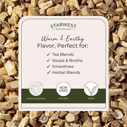 Starwest Botanicals Organic Astragalus Root - Dried Herb for Tea, Natural Immune Support, Cut & Sifted, Promotes Wellness, Certified Kosher, Non-GMO- Bulk 1 lb Bag