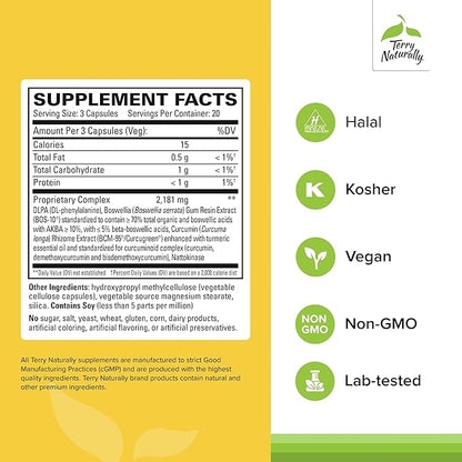 Terry Naturally Curamin - Curcumin Supplement for Circulation & Endorphin Support - Support for Occasional Discomfort - Aids Healthy Muscles - 60 Capsules