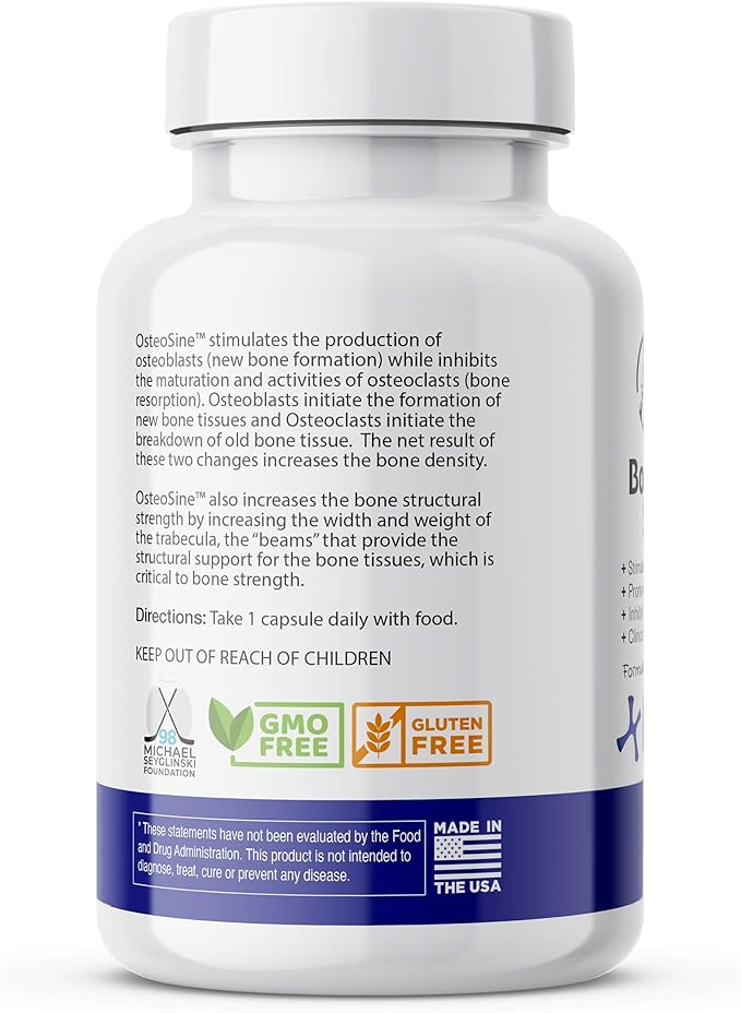 – Osteosine Bone Growth Support - Increase Bone Calcium Levels and Bone Strength - Enhanced Absorption with BioPerine and AstraGin - Gluten Free Bone Supplement - 30 Vegan Capsules