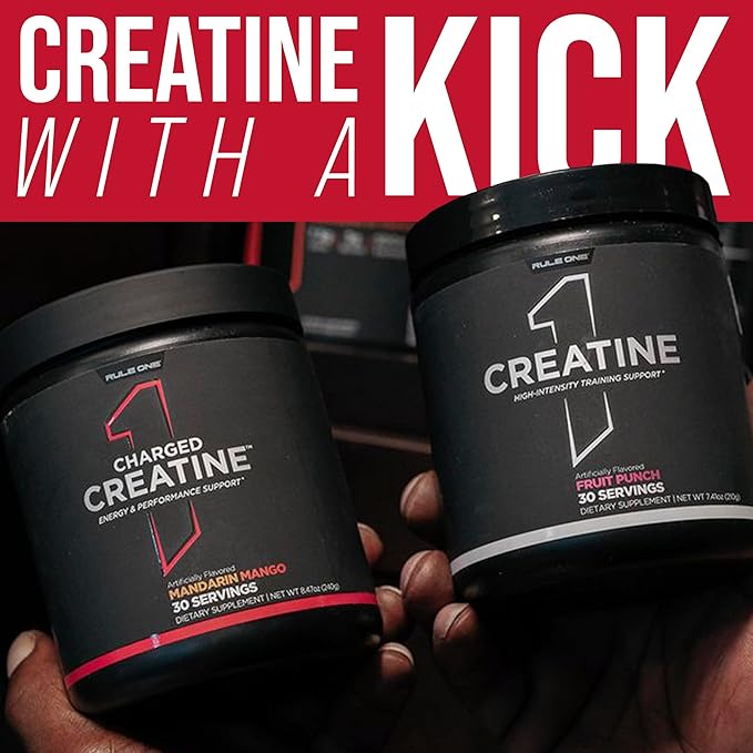 Rule 1 Charged Creatine - Multi-Function Workout Supplement with Creatine, Electrolyte, and Energy Blends for Intensity, Performance, & Hydration Support (30 Servings, Sour Candy)