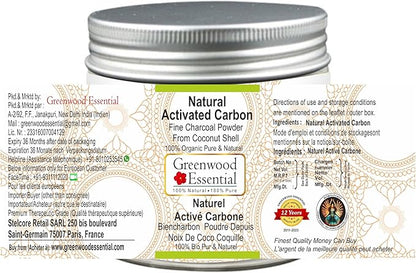 Natural Activated Carbon Fine Charcoal Powder From Coconut Shell 100% Organic Pure & Natural 100gm (3.5 oz)
