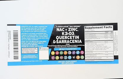 NAC Supplement N-Acetyl Cysteine Vitamin D3 K2 Zinc Quercetin Sarracenia Purpurea Immune Support | Elderberry Holy Basil Bee Propolis Bromelain L-Lysine Capsules Supplements For Women Men Adults