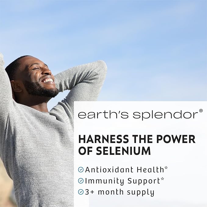 Earth's Splendor Selenium 200 mcg Dietary Supplement for Men & Women, Support Antioxidant Health and Immune System (100 Tablets, 3+ Month Supply)