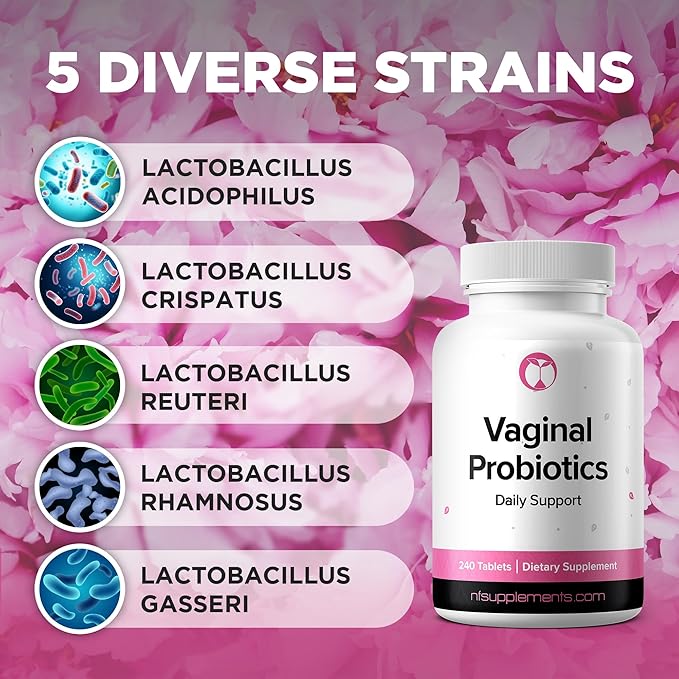 Vaginal Probiotics Supplement 240 Tablets 3 Billion CFU Made in The USA (240, Vaginal Probiotics)