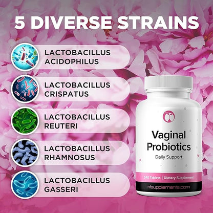 Vaginal Probiotics Supplement 240 Tablets 3 Billion CFU Made in The USA (240, Vaginal Probiotics)