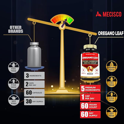 5in1 Oregano Capsules with Oregano Leaves and Black Seed, Elderberry, Garlic Bulb, and Olive - Support Immune & Digestive Health for Men and Women - 60 Count for 2 Months Supply